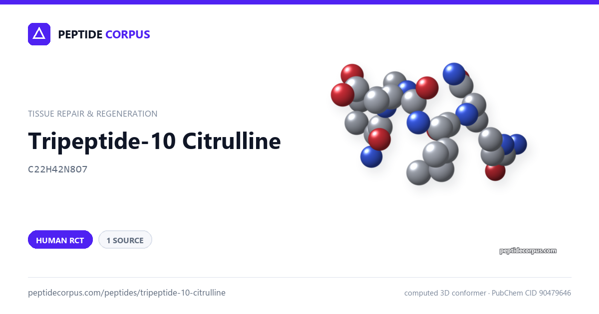 Share card for Tripeptide-10 Citrulline: structure, evidence rung and sources on file